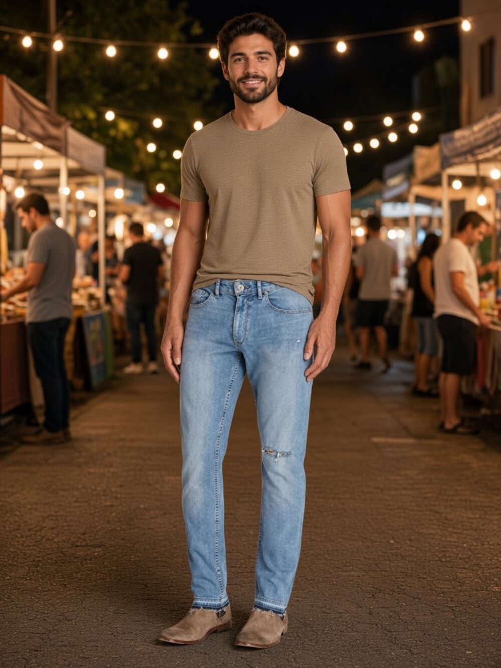 Paige Lennox Men Lyle Dest Denim Blue Slim Skinny Stretch Ripped Jeans US 33